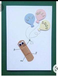 a greeting card with an image of a hot dog and balloons