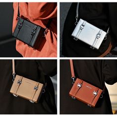 UAKISS - Small Square Bag for Man Soft Pu Leather Box Shape Shoulder Bag Fashion Men's Crossbody Bag Unisex Casual Phone Purse Brown Rectangular Box Bag With Mobile Phone Bag, Brown Rectangular Box Bag With Mobile Phone Holder, Brown Rectangular Box Bag With Mobile Phone Pocket, Portable Brown Clutch Shoulder Bag, Portable Rectangular Leather Box Bag, Portable Brown Shoulder Box Bag, Portable Brown Square Box Bag, Casual Shoulder Bag With Anti-theft Pocket, Modern Shoulder Bag With Turn-lock For Travel