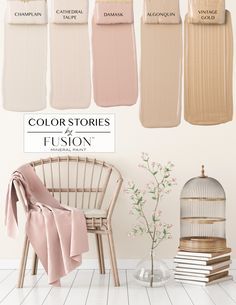 the color palettes for this room are neutral and light, but it's not too