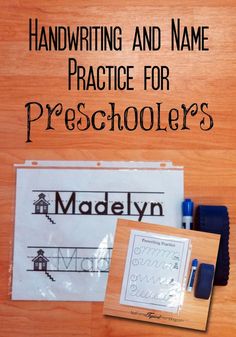 handwriting and name practice for preschoolers with the title, handwriting and name practice for preschoolers