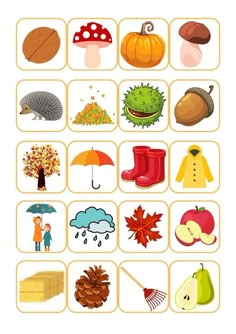 Fall In Kindergarten, Autumn Games, Fall Games, Autumn Cards, Memory Game