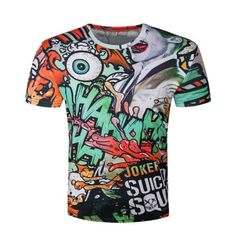 Comics 3D T-Shirt is a cotton and polyester-made t-shirt with an O-neck and short sleeves. These t-shirts come in different comic characters and designs printed in 3D which makes them unique. It is suitable for both men and women and can be a sumptuous gift. Get it today! Additional Information: Collar: O-Neck Sleeve Length: Short Sleeve Style: Regular Material: 82% Cotton/18% Polyester Pattern Type: Print Funny Character Print Streetwear T-shirt, Novelty Cartoon Print T-shirt For Streetwear, Multicolor Character Print Fun T-shirt, Fun Multicolor Character Print T-shirt, Multicolor Fun T-shirt With Character Print, Green Pop Culture T-shirt With Character Print, Multicolor Character Print T-shirt For Fan Merchandise, Multicolor Cartoon Print T-shirt For Fans, Funny Multicolor Short Sleeve T-shirt