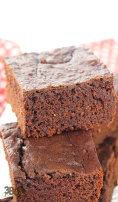 three brownies stacked on top of each other