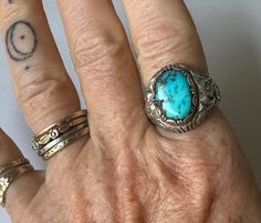 Antique 800 Silver Turquoise Floral Scrollwork Ring, Size 7-ish - Etsy Antique Turquoise Sterling Silver Ring, Antique Silver Turquoise Ring With Patina, Victorian Turquoise Jewelry For Anniversary, Turquoise Victorian Jewelry For Anniversary, Vintage Blue Turquoise Ring Engraved, Antique Blue Jewelry With Patina, Antique Blue Patina Jewelry, Antique Sterling Silver Turquoise Ring, Victorian Hallmarked Turquoise Jewelry