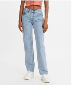 Mid rise5-pocket stylingWide legsLoose through hip and thighFront button/zip fly closureApprox. 31" inseamCottonMachine wash; tumble dryImported. Women Pants Size Chart, Outfits Jeans, Outfit Jeans, Vintage Fits, Juniors Jeans, Modern Times, Levis Women, Best Jeans, Short En Jean