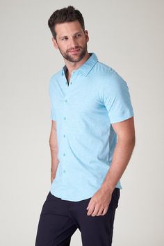 Raffi The Linden Short Sleeve Button Front Shirt RW22210 | Aqua | Aqua Collection Button Front Shirt, Workout Shorts, Dress Making, Night Out, How To Look Better, Mens Outfits, Outfit Accessories, Clothes Design