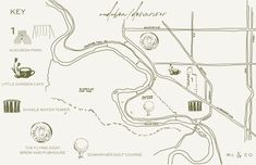 an old map shows the location of many different locations in the area, including coffee shops and