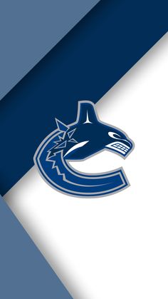 the vancouver blue jackets logo on a white and blue striped background