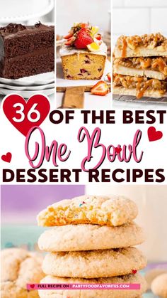 36 Best Easy and Delicious One Bowl Desserts One Bowl Desserts, Punch With Sherbet, One Bowl Recipes, Pink Party Punch, Vegan Cookie Dough Bites, Blueberry Chocolate Chip Muffins, Bowl Desserts, Edible Sugar Cookie Dough, Vegan Oatmeal Raisin Cookies