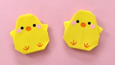 two pieces of paper that have been made to look like chicks