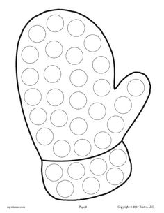 an oven mitt with polka dots on it, and the outline for the mitt