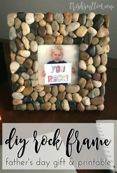 a rock frame with the words diy rock frame father's day gift and printable