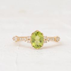 Vintage Peridot Engagement Ring Oval Shaped Rose Gold Diamond - Etsy Elegant Peridot Birthstone Ring For Wedding, Elegant Peridot Wedding Birthstone Ring, Wedding Peridot Diamond Ring In Yellow Gold, Yellow Gold Peridot Diamond Wedding Ring, Oval Lime Green Rings For Anniversary, Lime Green Gemstone Wedding Jewelry, Lime Green Oval Rings For Anniversary, Oval Lime Green Anniversary Ring, Lime Green Gemstone Jewelry For Wedding