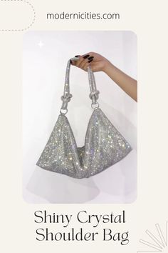 #Shiny #Crystal #Shoulder #Bag Rhinestone Shoulder Evening Bag For Party, Trendy Silver Party Bags, Trendy Silver Evening Bag, Trendy Rhinestone Bags For Party, Trendy Party Bags With Rhinestones, Silver Pouch Bag For Party, Glamorous Silver Shoulder Bag, Silver Rhinestone Shoulder Bag For Parties, Sparkling Rectangular Shoulder Bag