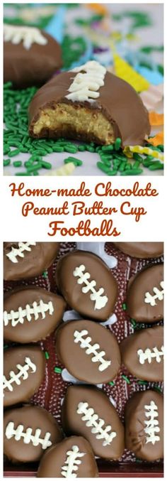 homemade chocolate peanut butter cup football cookies