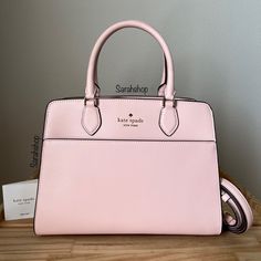 100% Authentic Brand New With Tags Bag Comes In Original Packaging Kc436 Madison Medium Satchel Saffiano Leather Conch Pink And Gold Hardware 11.5”Bottom, 10”Top (L) X 8.5” (H) X 5” (D) Handles Are 5” Drop Long Shoulder Strap Included Classic Pink Saffiano Leather Bags, Elegant Kate Spade Saffiano Leather Bag, Elegant Pink Saffiano Leather Bag, Luxury Pink Bags For Work, Luxury Pink Bags For Workwear, Kate Spade Feminine Formal Bags, Feminine Kate Spade Bags For Formal Occasions, Feminine Formal Kate Spade Bags, Kate Spade Pink Bag