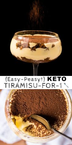 an easy keto trirami dessert recipe in a glass bowl