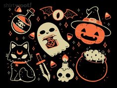 an image of halloween items on a black background