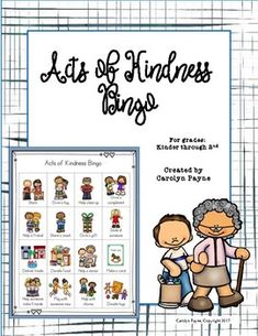 an image of a poster with the words acts of kindness and two people standing next to each other