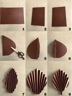 how to make a paper fan out of brown paper and cut it in half with scissors