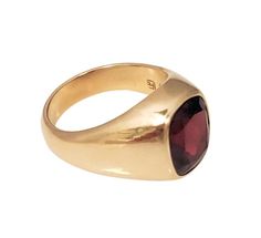 Discover sophistication with our Men's 14k Yellow Gold Rectangle Shape Garnet Ring. This exquisite piece features a captivating 12x10mm garnet center stone, elegantly set in a 14mm wide gold band. Crafted with precision and attention to detail, this ring weighs a substantial 16.3 grams, promising both style and durability.Available in size 9, we offer complimentary resizing services to ensure the perfect fit for every wearer. Additionally, your purchase includes a complimentary gift box, making it ideal for special occasions or as a thoughtful gesture.Elevate your style with this timeless accessory, designed to command attention and leave a lasting impression. Make a statement with our Men's Garnet Ring, a true embodiment of luxury and sophistication. 32824.39660SHCS.RCC Modern Signet Ring With Rectangular Stone For Formal Occasions, Classic Ruby Ring With Polished Rectangular Finish, Classic Ruby Ring With Rectangular Polished Finish, Classic Rectangular Ruby Ring With Polished Finish, Classic Signet Ring With Rectangular Gemstone, Modern Garnet Rings For Formal Occasions, Modern Garnet Rings For Formal Events, Fine Jewelry Ruby Ring, Rectangular For Formal Occasions, Classic Rectangular Ruby Ring