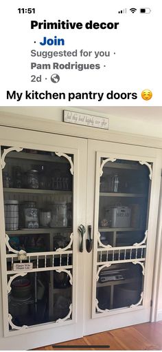 an image of a kitchen pantry with the caption'my kitchen pantry doors are open '