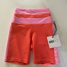 Brand New With Tags Retail$88 Style Samantha Pink High Stretch Biker Shorts For Gym, Pink High Stretch Biker Shorts For Workout, High Stretch Pink Biker Shorts For Workout, Athleisure Ribbed Sports Shorts, Pink High-stretch Short-leg Activewear, Casual High Stretch Pink Biker Shorts, Spring Sporty Ribbed Biker Shorts, Ribbed Stretch Biker Shorts For Summer, Sporty Ribbed Biker Shorts For Spring