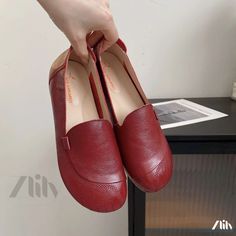 Zlily - Premium Leather Soft Sole Shoes: Comfortable Flat Leather Shoes Flat Footwear, Leather Footwear, Low Heel Shoes, Leather Flat Shoes, Shoes Comfortable, Comfortable Flats, Sole Shoes, Leather Flats, Suede Heels