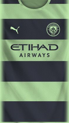 a green and black soccer jersey with the word ethadd airways written on it