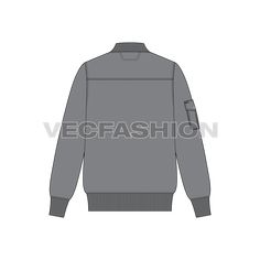 Fashion Flats, Flap Pocket, Gray Color, Bomber Jacket, Illustrator, Digital Download, Brass, Zipper, Collar