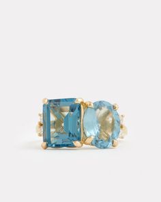 Topaz And Diamond Ring, London Blue Topaz Earrings, Emerald Cut Ring, Wolf Ring, Gold Topaz, Emerald Cut Rings, Blue Topaz Earrings, Right Hand Rings, Aquamarine Jewelry