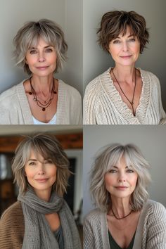 Short Hairstyles for Women Over 50 with Fine Hair: Volume-Boosting Techniques Medium Haircut, Hair Over 50, Short Shag Hairstyles, Choppy Bob Hairstyles, Hairstyles For Women Over 50, Short Hair Trends, Messy Short Hair, Edgy Short Hair, Hairdos For Short Hair