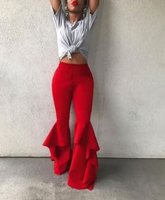 💌 1. New customer get 7% OFF [Code: 7OFF]💌 2.Buy 2 and get 10% OFF [Code: 10OFF]💌 3. Buy 3 and get 15% OFF [Code: 15OFF] Color: black, red Size: s, m, l, xl S waist 64cm, hips 88cm, length 103cm. M waist 68cm, hip 92cm, length 104cm. L waist 72cm, hip 96cm, length 105cm. XL waist 76cm, hip 100cm, length 106cm. Have 1-3cm error, please understand. Casual Ruffled Flare Bottoms, Casual Flare Bottoms With Ruffles, Stretch Bottoms With Ruffles In Solid Color, Fitted Bottoms With Ruffles, Casual Flare Bottoms For Party, Trendy Wide-leg Party Bottoms, Chic Full-length Ruffled Bottoms, Fitted Red Bottoms With Ruffles, Trendy Wide Leg Ruffled Pants