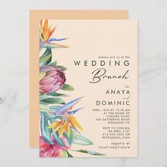 the tropical floral wedding bridal party card