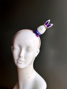 White and purple easter bunny on a pink headband White Masquerade, Masquerade Mask Women, Kids Headband, Kids Headbands, Fascinator Hat, Masks Masquerade, Type One, Fascinator Hats, Easter Kids