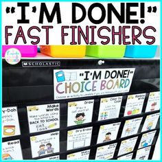 Fast Finisher Activities | Early Finisher... by A Cupcake for the Teacher | Teachers Pay Teachers Classroom Organization Elementary, Fast Finisher Activities, Classroom Goals, Classroom Hacks, Choice Board, Decor Organization, Elementary Classroom Decor, Classroom Organisation, Fast Finishers