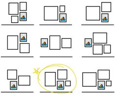 the four squares are arranged in different ways to make it look like they have been placed on