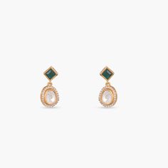 Discover Green Glimmer Moissanite Silver Drop Earrings | Paksha Green Square, Silver Drop Earrings, Semi Precious Gemstones, Gold Plating, Everyday Look, Semi Precious, Halo, 925 Silver, Gold Plate