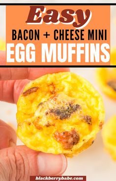 bacon and cheese mini egg muffins with text overlay