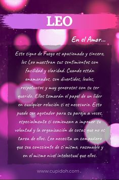 a purple and pink background with the words leo written in spanish