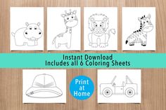 printable animal coloring sheets for kids to color and learn how to draw them with pictures