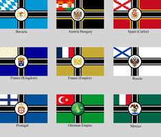 the flags of different countries are shown in this graphic style, with each country's flag