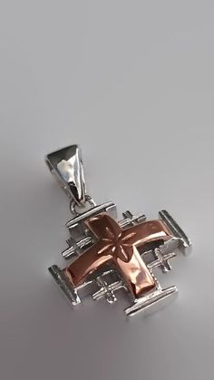 Jerusalem Jesus Cross Pendant 925 Silver Plated White & Rose Gold TOP QUALITY Rose Gold Top, Gold Top, White Rose Gold, White Rose