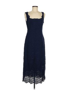 Whistles London Cocktail Dress Size: 8 Blue Dresses - used. 71% COTTON, 29% NYLON, Party, Square, Midi/Calf Length, Sleeveless | Whistles London Cocktail Dress - Party: Blue Dresses - Used - Size 8 Party Lace Dress With Square Neck, Lace Party Dress With Square Neck, Chic Lace Dress With Square Neck For Parties, Chic Square Neck Lace Dress For Party, Square Neck Lace Party Dress, Lace Square Neck Party Dress, Summer Party Lace Dress With Square Neck, Formal Blue Square Neck Dress, Blue Square Neck Evening Dress