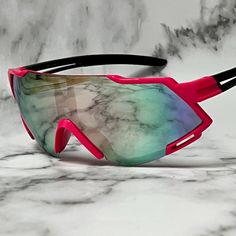 Men Sports Sunglasses Pink Mirror Lens Outdoor Driving Golfing Single Lens Style Red Mirrored Sunglasses For Sports, Pit Viper Glasses, Pink Rimless Shield Sunglasses With Mirrored Lenses, Sports Green Mirrored Lenses Shield Sunglasses, Pink Anti-reflective Sports Sunglasses, Multicolor Anti-reflective Sports Sunglasses, Pit Viper, Pink Mirror, Sports Sunglasses