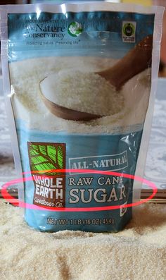 a bag of whole earth sugar sitting on top of a table