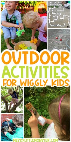 outdoor activities for wiggly kids with the title overlay that reads, outdoor activities for wiggly kids