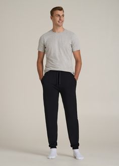 Sleep Tight in Right-Sized Tall Men's Jogger Pants For Tall Guys Who Dream Big Say goodnight to high-water pajamas and hello to our Sleep Joggers for Tall Men, where comfort meets length to fit like a dream. Designed specifically for taller guys, these extra-long men's joggers offer full-length coverage, an elastic waist with an internal drawstring, and a relaxed fit that’s just right for winding down. The soft fabric ensures you stay comfortable all night long, while the practical pockets mean Say Goodnight, Scrubs Dress, Cozy Sleepwear, Mens Jogger Pants, Tall Men, Men In Black, Sleep Tight, Summer Lookbook, High Water