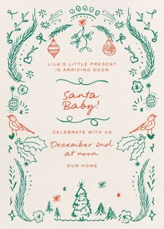 a christmas card with the words santa baby on it