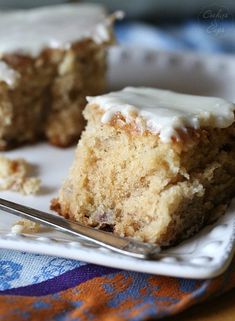 a piece of cake sitting on top of a white plate